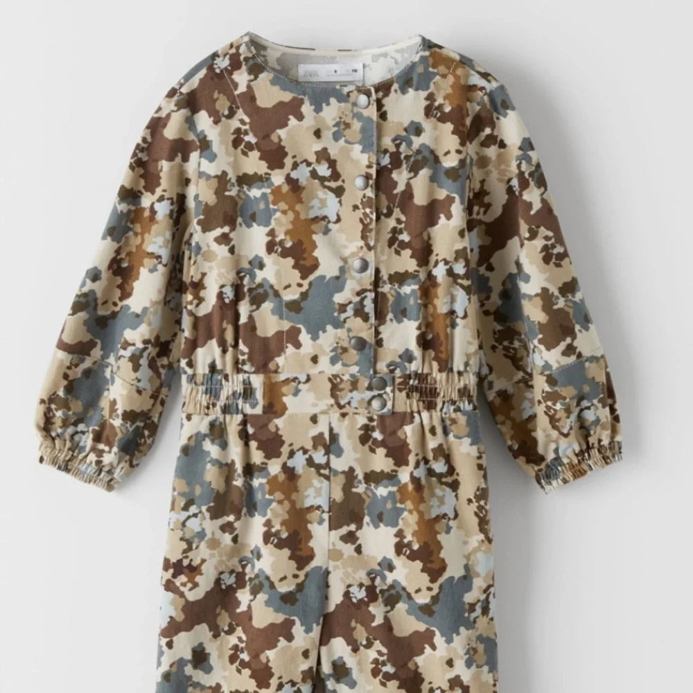 ZARA Kids Printed Fine-Waled Corduroy Jumpsuit